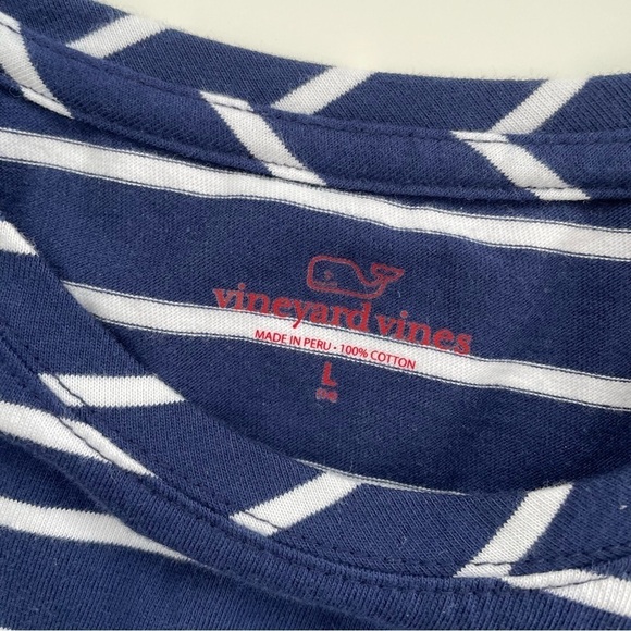 Vineyard Vines Girls Navy White Striped Graphic Long sleeve Tee Large 14 NWT - Picture 5 of 6